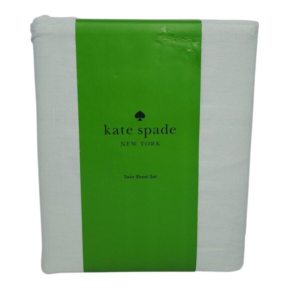 Kate Spade New York Twin Cotton Sateen Sheet Set Fits 18 In Mattress Green - Picture 1 of 8